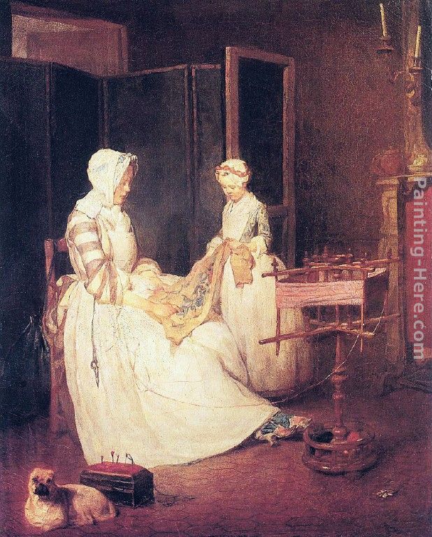 The Diligent Mother painting - Jean Baptiste Simeon Chardin The Diligent Mother art painting